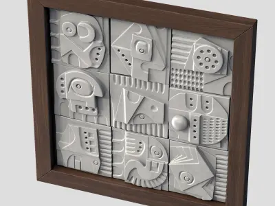 Panel decorative cube  square n2 3D model