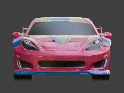 Pink Cartoon Race Car 3D Model Low-poly 3D model