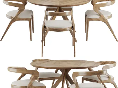 Dinning chair and table set9 3D model