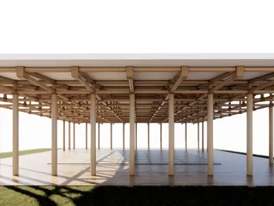 Paper structure Dojo - Shigeru Ban style 3D model