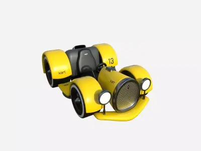 Cartoon Kart E03 Yellow - Vehicle Racing Design Low-poly 3D model