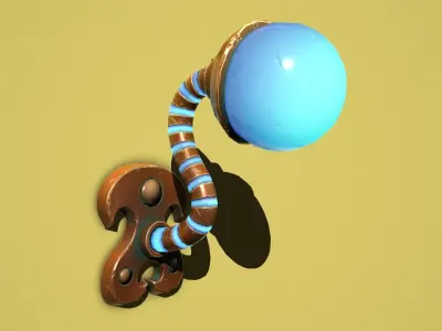 Fantasy bronze Wall Lamp Low-poly 3D model