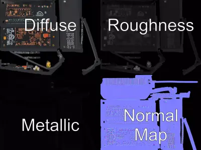 Black Circuit Board model pack Low-poly 3D model