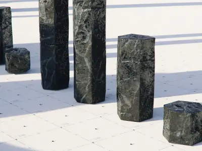 Basalt Columns and Rocks Kit PBR - Obsidian  Low-poly 3D model