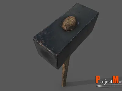BigHammer-Version001 hammer on stick Low-poly 3D model