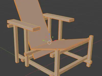 Red and Blue chair Low-poly 3D model