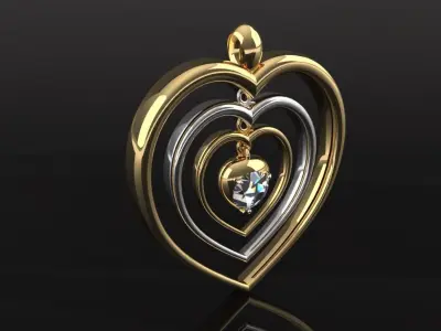 Dancing hearts Pendant 3D print model