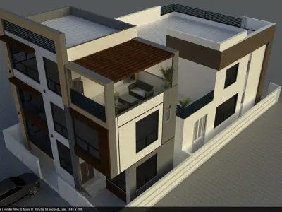 Modern Three-Story House Design A57 DWG  SketchUp 3D model
