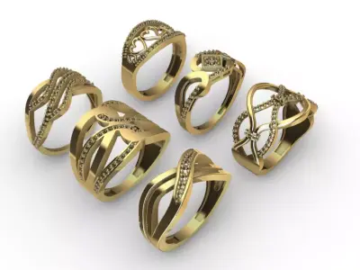 6 units Ring Woman Lady Anillo dama  3D print model
