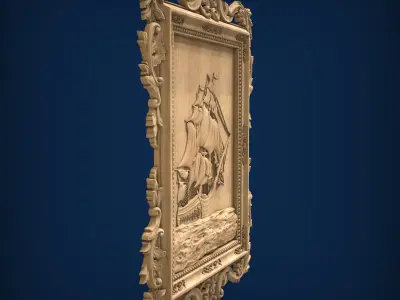 Carved panel painting STL 3D model 4