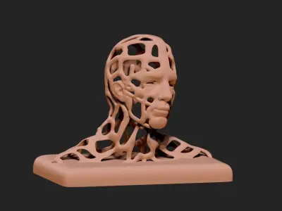 Man head sculpted 3D print model