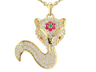 Luxury Fox Pendant with Pave Diamonds Jewelry  1749 3D print model