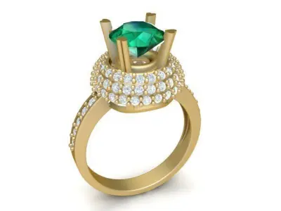 Luxury Emerald Diamond Halo Ring for Women 1773 3D print model