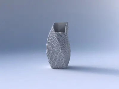 Vase twisted bent quadratic with wavy grid piramides 3D print model