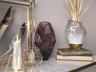 Golden Decorative Set 01 3D model