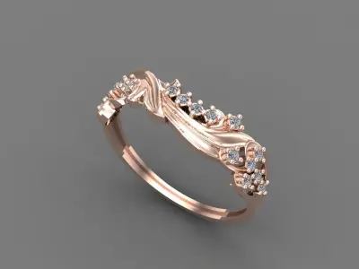 Women Ring Diamond Stone STL 3DM Lightweight Printable 3D print model 54