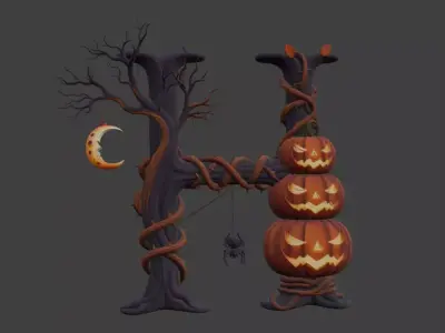 Halloween Letter H 3D Model 3D print model
