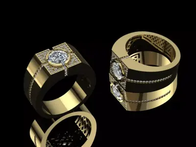 Mens Ring Jewelry Brand Gold 3D print model