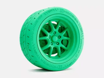18x10 Rocket Attack Wheel Hoosier Track Attack Pro Tire 3D print model