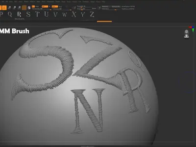 EmbroideryCG Font English01A 3cm Zbrush Tools 3D model