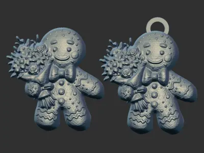 ginger cookie with flowers 5  3D print model