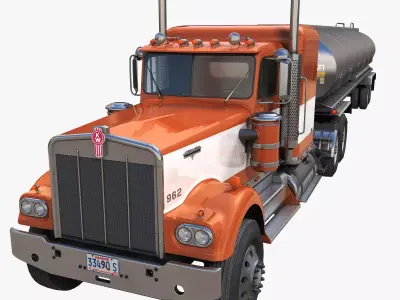 Kenworth W900A fuel tanker Low-poly 3D model