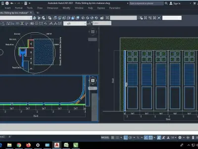 pintu sliding  autocad 2d 3D model