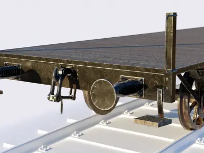Train Open Freight Car Low-poly 3D model