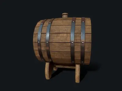Wooden ale barrel Low-poly 3D model