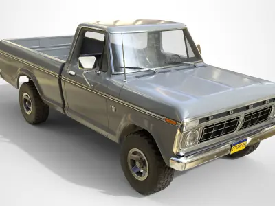 Ford Classic F100 pickup 1976 New Grey Low-poly 3D model