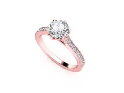 ZRP022 solitaire diamond engagement ring 3D print model