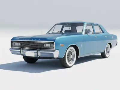 1970s Classic American-Style Sedan Low-poly 3D model