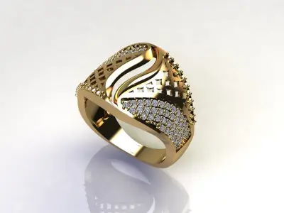 STL 3DM Women Ring Womens Ring Diamonds With Stone Model 3D print model