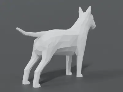 Low Poly Cartoon Bull Terrier Low-poly 3D model