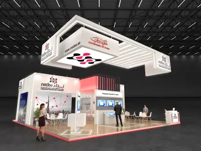 12x10m All side open Exhibition stand 3D model