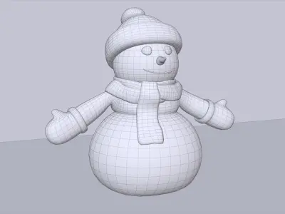 Snowman wearing scarf and hat Low-poly 3D model