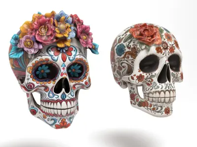 Mexican Skulls - Halloween Low-poly 3D model