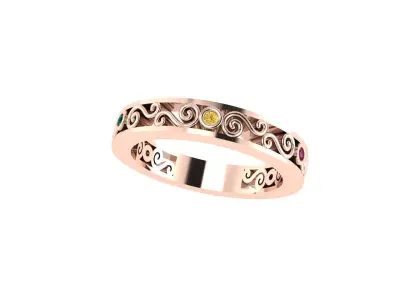 Women diamond ring 3d render 3D print model 2