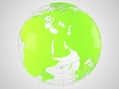 Globe News Skeleton Bright Green 3D model