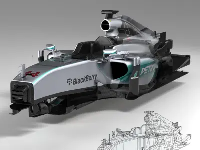 Mercedes W06 monocoque Low-poly 3D model