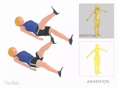 Scissors  Exercise Woman Animation Low-poly 3D model