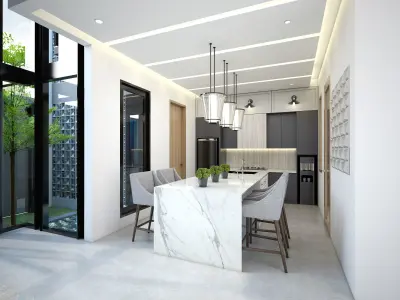 Modern Classic Living and Pantry 3D model