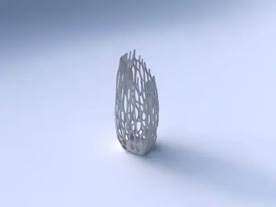 Vase bent rectangle with cracked organic lattice 2 3D print model