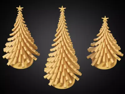 Stylized Christmas Tree Set 03 3D print model