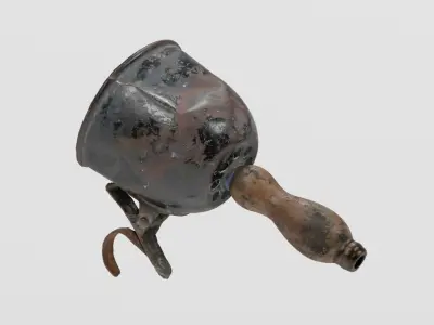 Rusty Lead Lamp Work Light photogrammetry scan PBR 4K textures Low-poly 3D model