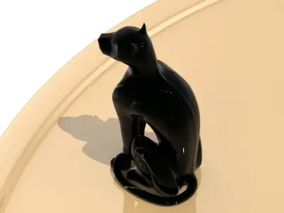 Black panther sitting Texture Black marble Marquina 3D model