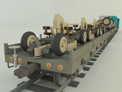 train locomotive wagon willys jeep 3D model