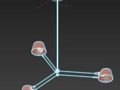 spread chandelier with three lamps hanging from it 3D model