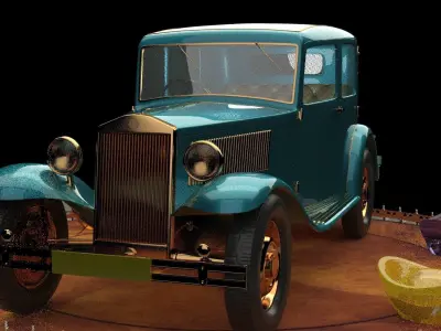 Chinese gold ingot with antique car 3D model