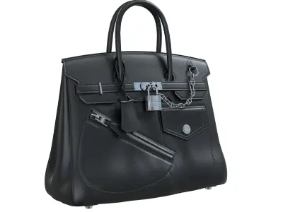 Hermes Birkin Rock Bag Black Low-poly 3D model
